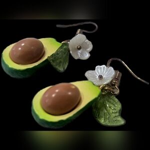 Avocado and Flower Earrings